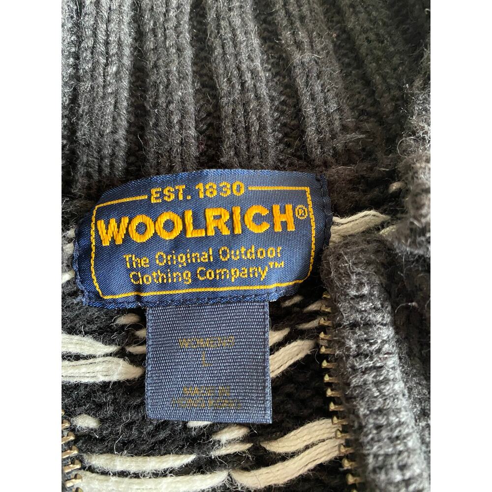 Womens Woolrich Cotton Nordic Deer Zip Up Cardigan Sweater Large Cabin - Picture 7 of 9